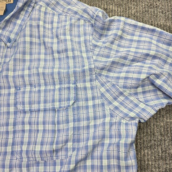 Duluth Trading Shirt Mens XL Tall Blue Plaid Button Up Vented Pocket Gorp Casual - Picture 6 of 12